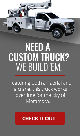 Need a custom truck? We build 'em. Featuring both an ariel and a crane, this truck works overtime for the city of Metamora, IL. Check it out.